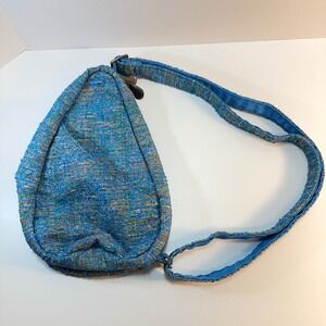 Healthy Back Bag Textured Blue Crossbody Sling Shoulder Blue Colorful Bag